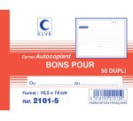 Manifold 'Bons pour', 105 x 140 mm, dupli, autocopiant