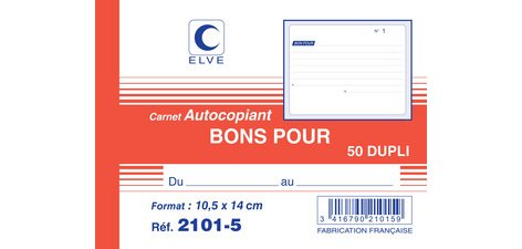 Manifold 'Bons pour', 105 x 140 mm, dupli, autocopiant