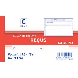 Manifold 'Reçus', 105 x 180 mm, dupli, 50 feuilles