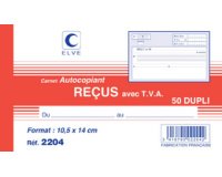Manifold 'Reçus avec TVA', 105 x 180 mm, dupli