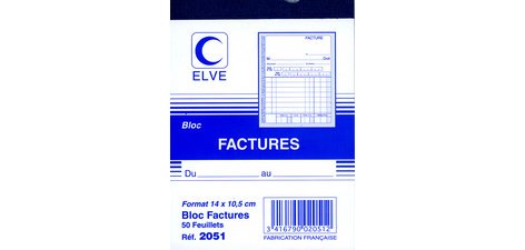 Bloc 'factures', 140 x 105 mm, 50 feuillets