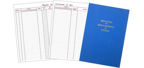 Registre 'Mouvements des titres', 100 pages, format A4