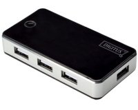 Hub USB 2.0, 7 ports, avec bloc d'alimentation, noir