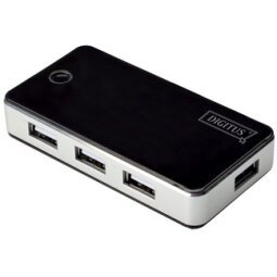 Hub USB 2.0, 7 ports, avec bloc d'alimentation, noir