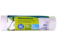 De_sac poubelle, 35 litres, sans fermeture, blanc