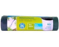 Sac poubelle, 60 litres, sans fermeture, vert/noir