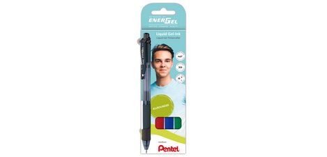 Roller encre gel liquide EnerGel-X BL107, étui de 4