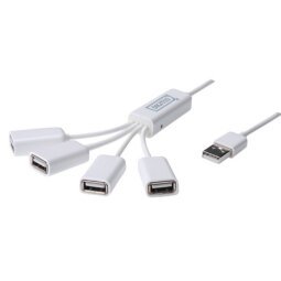 Hub USB 2.0 à câble, 4 ports, blanc