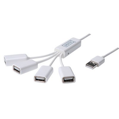 Hub USB 2.0 met kabel, 4 poorten, wit