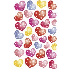 Sticker MAGIC 'Coeurs rouge et argent', Glittery
