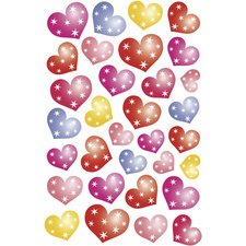 Sticker MAGIC 'Coeurs rouge et argent', Glittery