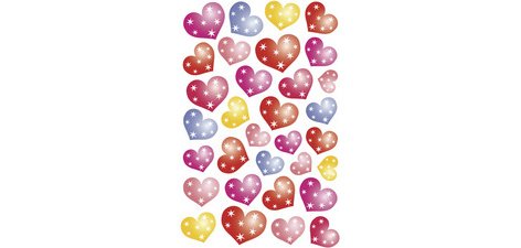 Sticker MAGIC 'Coeurs rouge et argent', Glittery