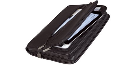 Serviette classeur 'CARPO', A4, cuir nappa, noir