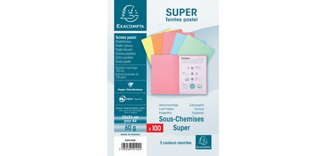 Sous-chemise standard 60 g Exacompta 22 x 31 cm couleur rose - Paquet de 100