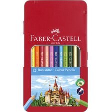 Kleurpotloden FABER-CASTELL CASTLE - metalen etui van 12 stuks