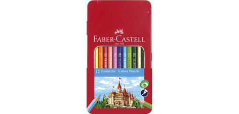 FABER-CASTELL Crayons de couleur CASTLE, étui métal de 12