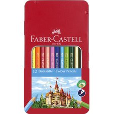 FABER-CASTELL Crayons de couleur CASTLE, étui métal de 12