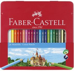 Kleurpotloden FABER-CASTELL CASTLE - metalen etui van 24 stuks