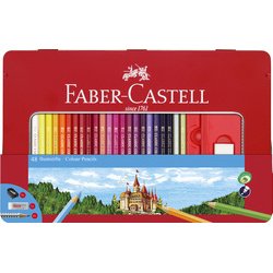 FABER-CASTELL Crayons de couleurs CASTLE, étui métal de 48