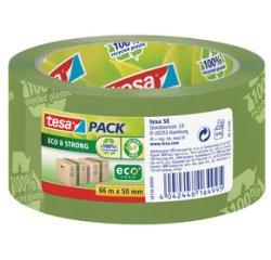 Verpakkingstape tesapack® Eco & Strong 66mx50mm groen bedrukt