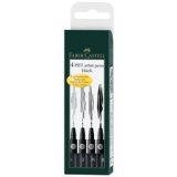 FABER-CASTELL Viltstift PITT artist pen, set van 4, zwart