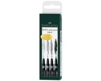 FABER-CASTELL Viltstift PITT artist pen, set van 4, zwart