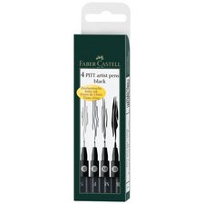 FABER-CASTELL Viltstift PITT artist pen, etui van 4, zwart