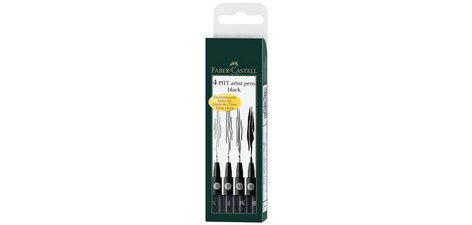 FABER-CASTELL Feutre PITT artist pen, étui de 4, noir