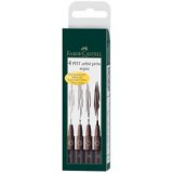 FABER-CASTELL Viltstift PITT artist pen, set van 4, sepia