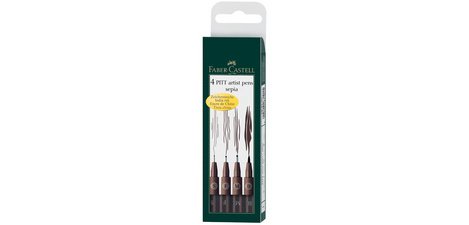 FABER-CASTELL PITT Artist Pen Filzstift, Etui mit 4, Sepia