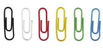 paperclips, plastic sheath, colored, 26 mm
