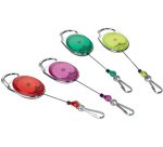 Porte-badge avec enrouleur, oval, violet/transparent