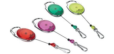 Porte-badge avec enrouleur, oval, violet/transparent