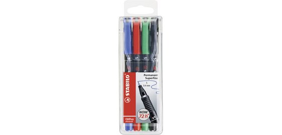 OHPen universal film marker, permanent, set of 4