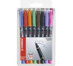 Marqueur permanent Stabilo OHPen pointe 0,7 mm - Pochette de 4 couleurs assorties