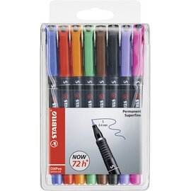 Stift voor folie OHPen universal permanent 0,4 mm - etui van 8 stuks