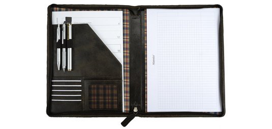 Conférencier, pour format A4, cuir, marron