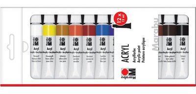 Peinture acrylique,12 ml, kit de 12
