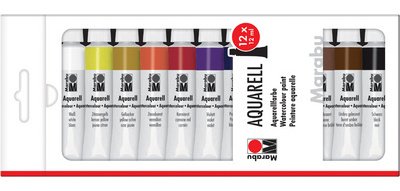 Peinture aquarelle, 12 ml, Kit de 12
