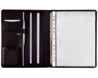 Serviette classeur 'CREMONA II, A4, cuir nappa noir