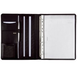 Serviette classeur 'CREMONA II, A4, cuir nappa noir