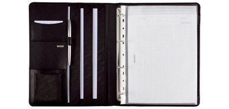 Serviette classeur 'CREMONA II, A4, cuir nappa noir