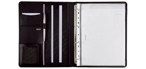 Serviette classeur 'CREMONA II, A4, cuir nappa noir