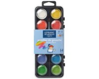 Gouache lefranc bourgeois pastille 28mm diamètre boîte 12 coloris + 1 pinceau