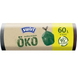 Sac poubelle écologique à liens coulissants,20 L, vert
