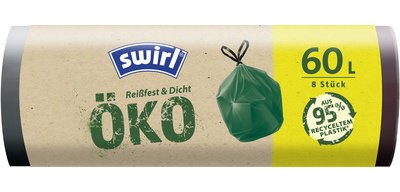 Eco-friendly trash bag with drawstrings, 20 L, green