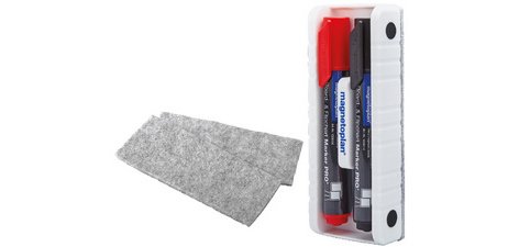 Effaceur de tableau aimanté avec 2 marqueurs