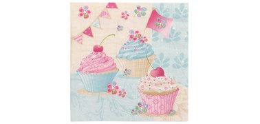 Serviette à motif 'Birthday Cup Cakes'