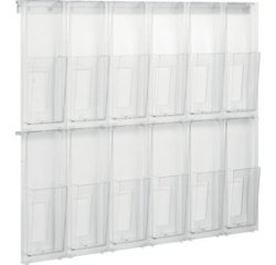 Brochurehouder wandmodel 'the placativ' transparant 852 x 54 x 652 mm