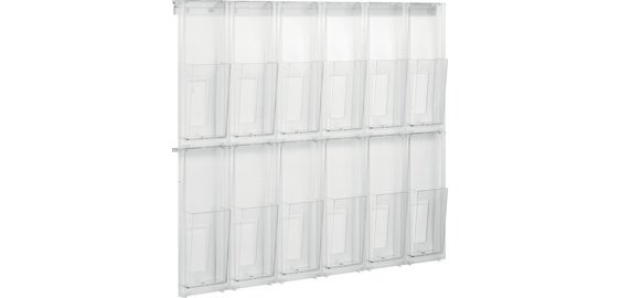 'The placativ' wall-mounted brochure holder, transparent 852 x 54 x 652 mm